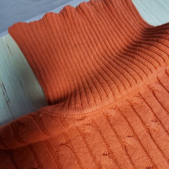 ST. JOHN'S BAY Orange Turtle Neck Cable Knit Sweater - Picture 3 of 10